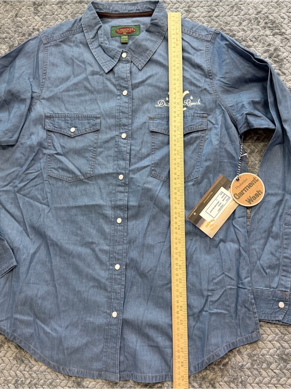 Flyshacker Yellowstone Collection Denim Horse Graphic Western Shirt Size Large - Picture 12 of 12